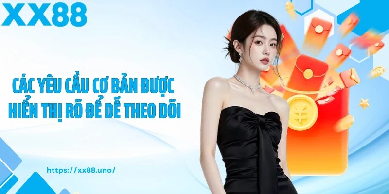 Các yêu cầu cơ bản được hiển thị rõ để dễ theo dõi
