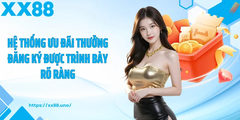 Hệ thống ưu đãi thưởng đăng ký được trình bày rõ ràng